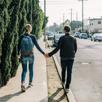 couples walking on the street