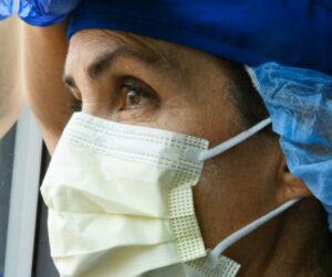 medical worker with mask on