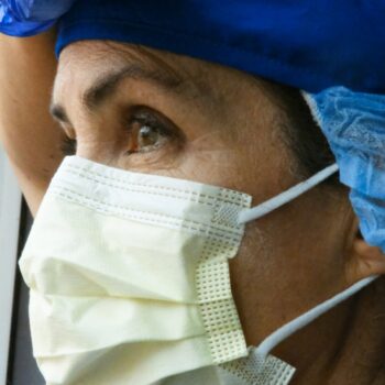 medical worker with mask on