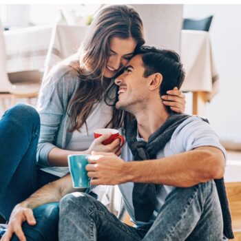 couple having a romantic morning at home