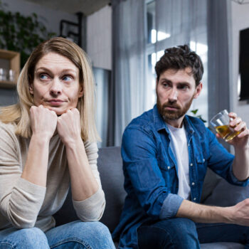 Woman with alcoholic man