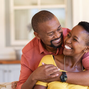 Mature black couple in love laughing