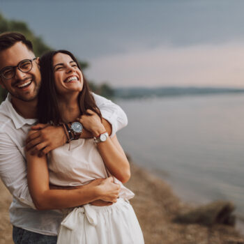 happy couple at the beach