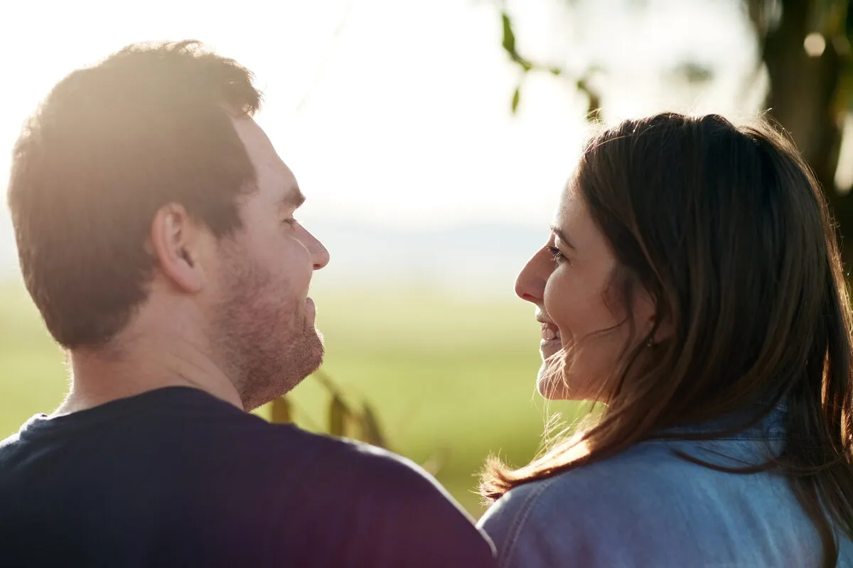 Couple talking and reconnecting